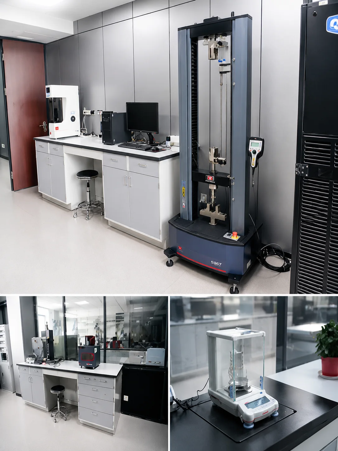 wooyopet R&D testing laboratory with tensile tester and precision balance