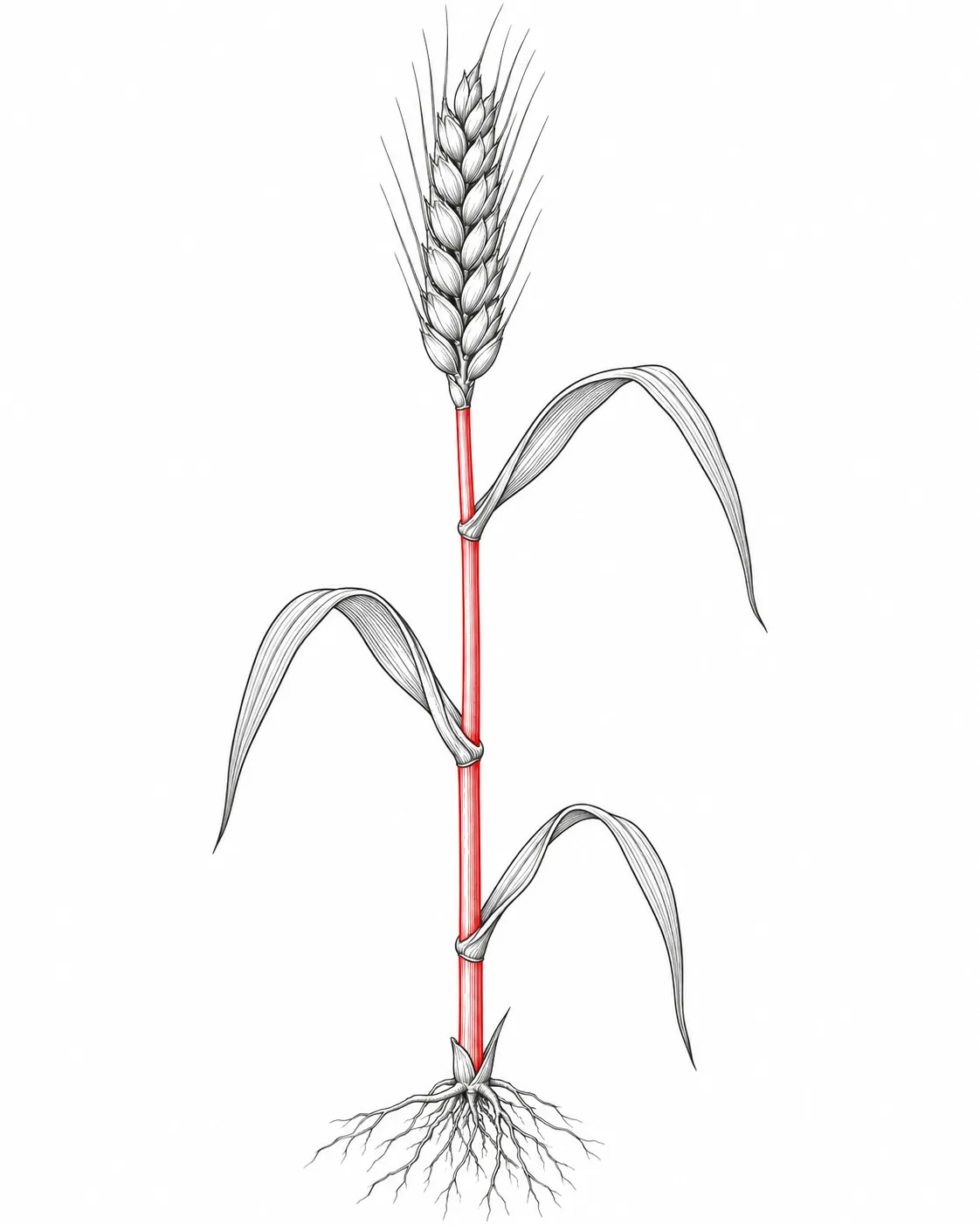 Botanical illustration highlighting fine wheat straw for PP P179002N