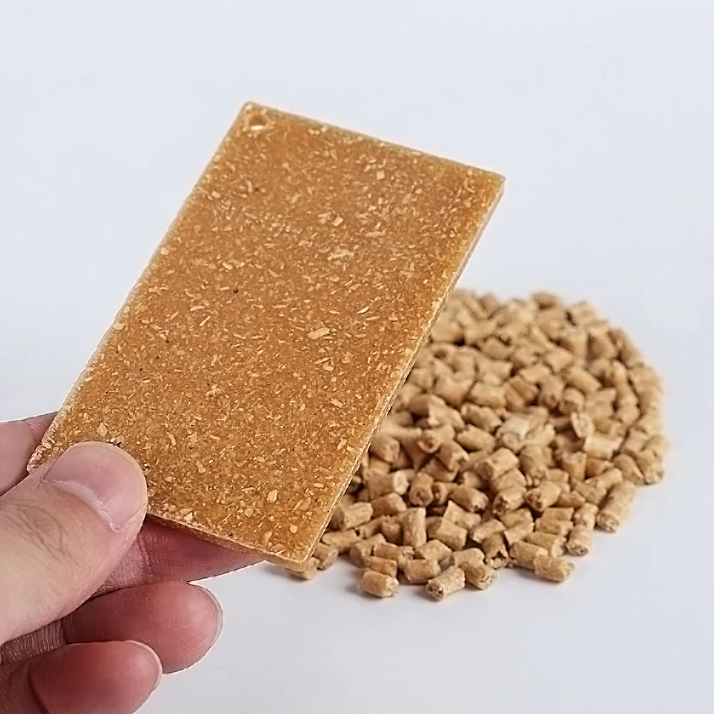 Handheld red pine fiber PP masterbatch molded plaque
